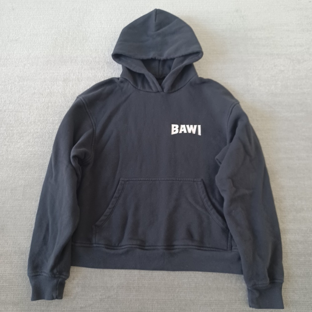 Bawi Agua Fresca Hoodie Mens Small Black Heavyweight Embroidered Logo Stretch